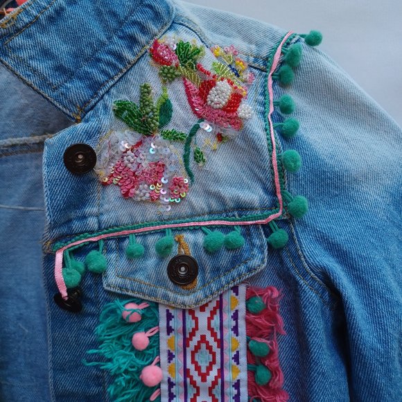 SOLD! - Antica Sartoria by Giacomo Cinque of Positano Italy, Jean Jacket, Size 6 - Picture 3 of 12